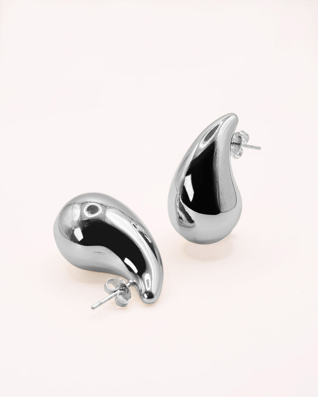 Pendientes Aqua Drop Grandes Plateados-1