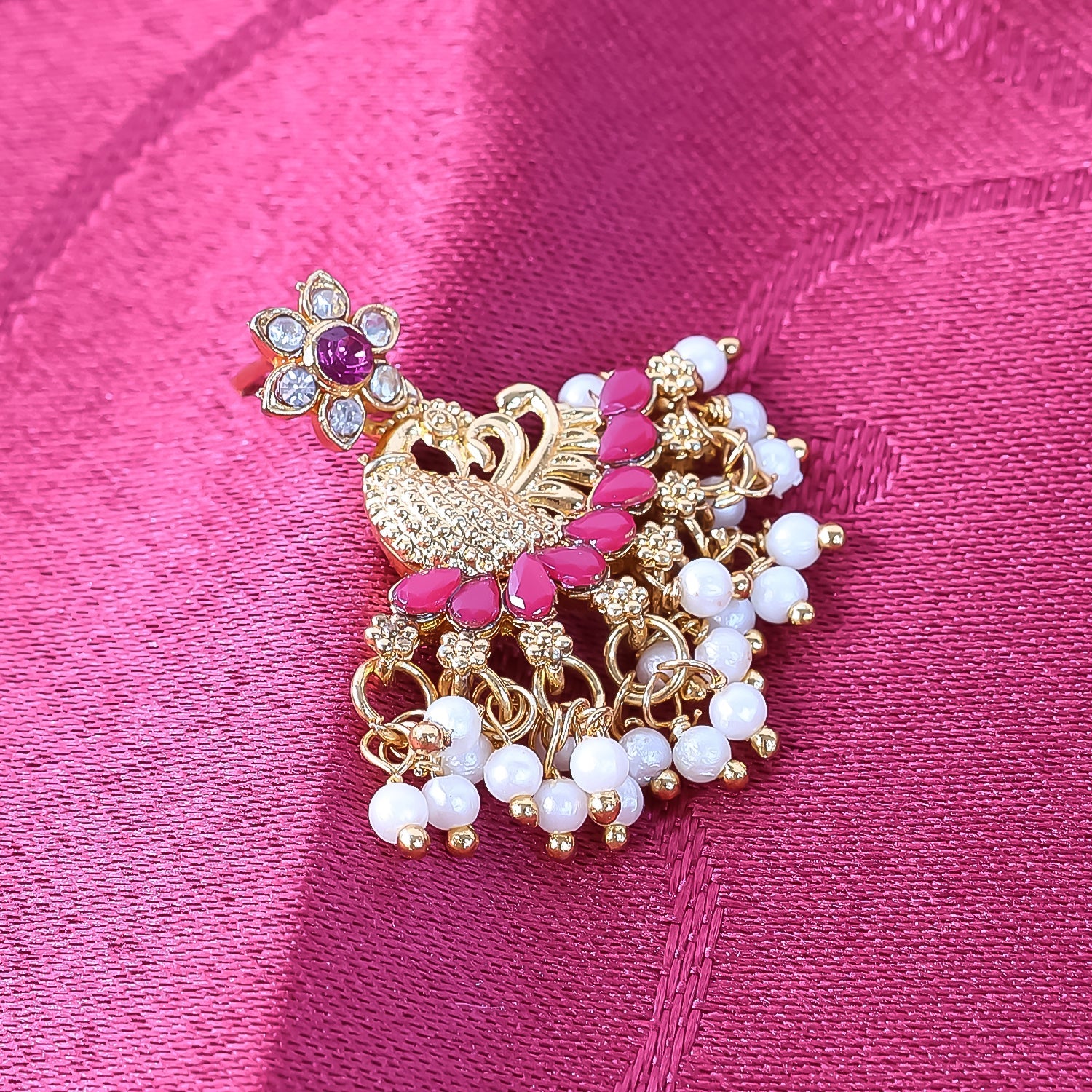 Pearl Earrings Pink Dangle – Elegant Ethnic Jewellery for Women