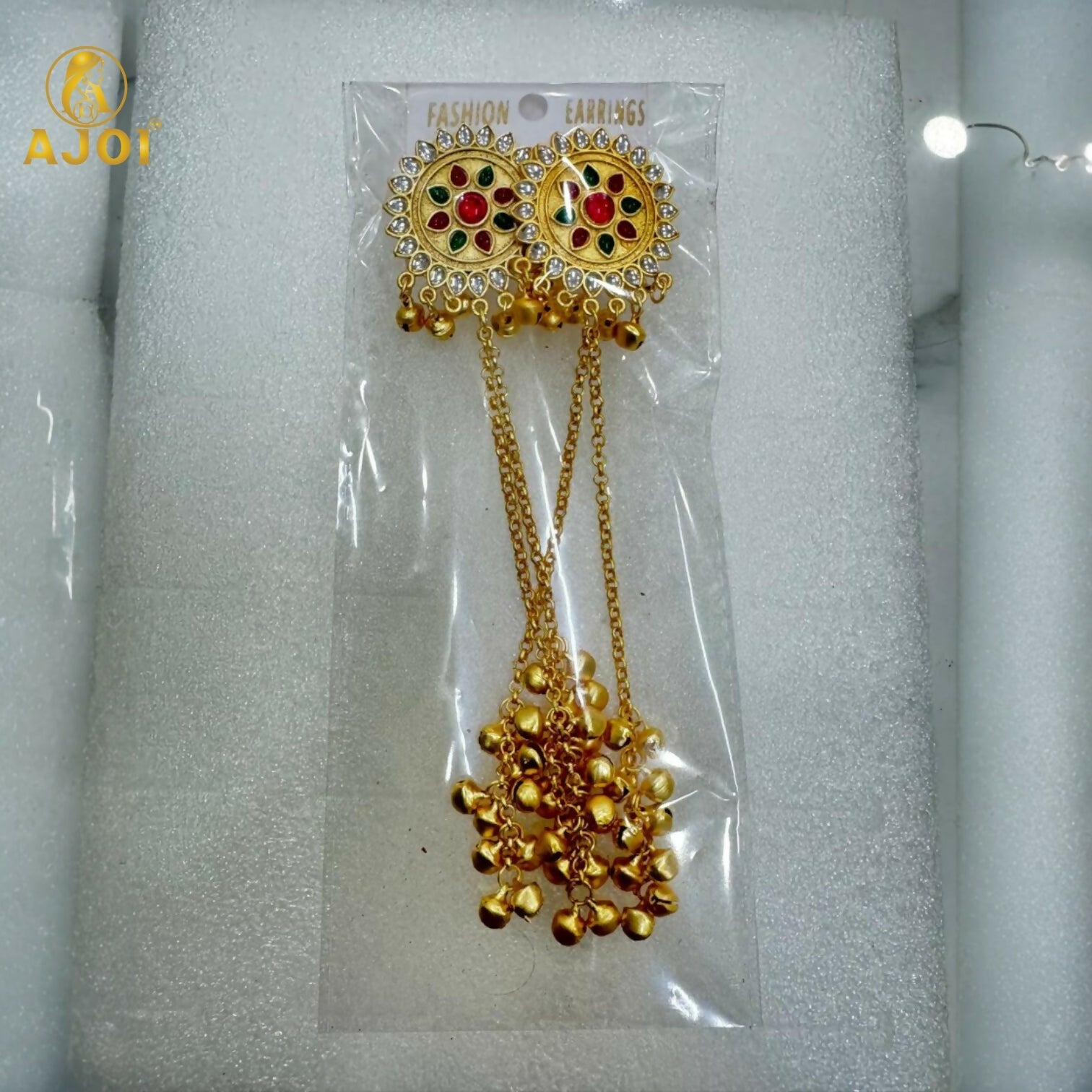 Kashmiri Jhumka Earrings – Royal Kundan & Pearl Tassel Design