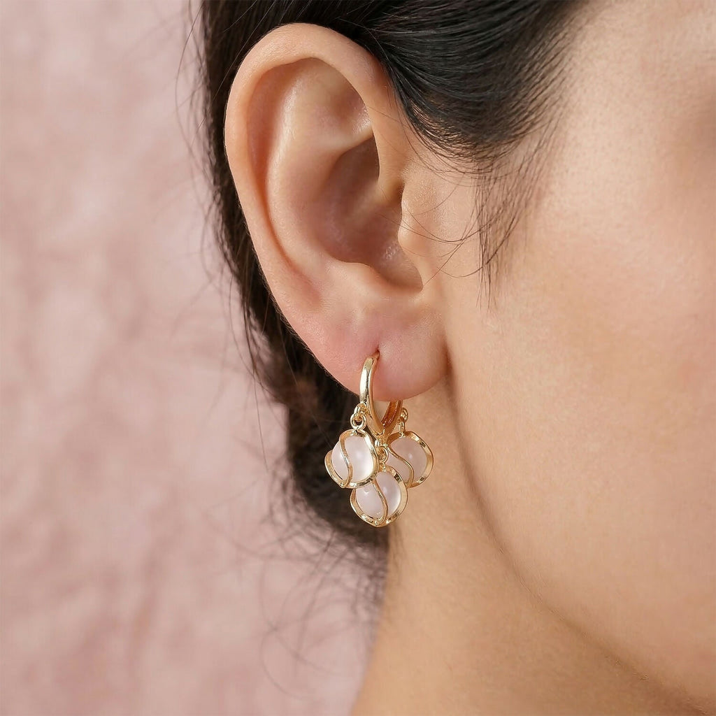 Opal Hoop Earrings – Gold Plated & Lightweight for Women