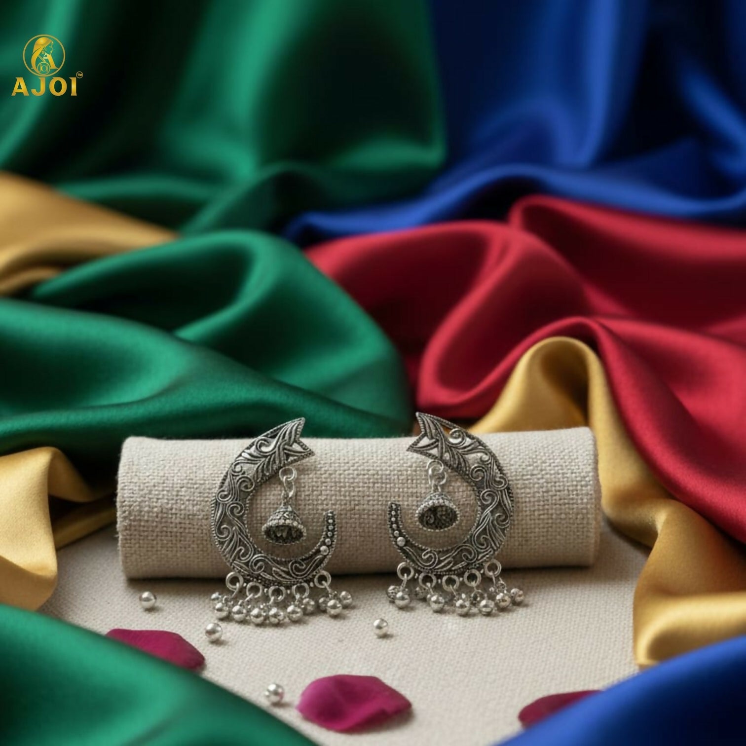 Oxidized Silver Jhumka Earrings – Elegant Ghungroo Danglers