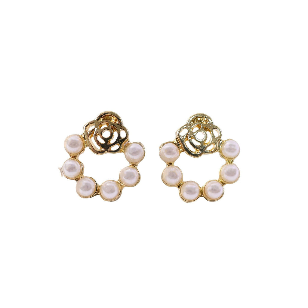 Pearl Wreath Studs – Delicate Rose Gold Design for Women