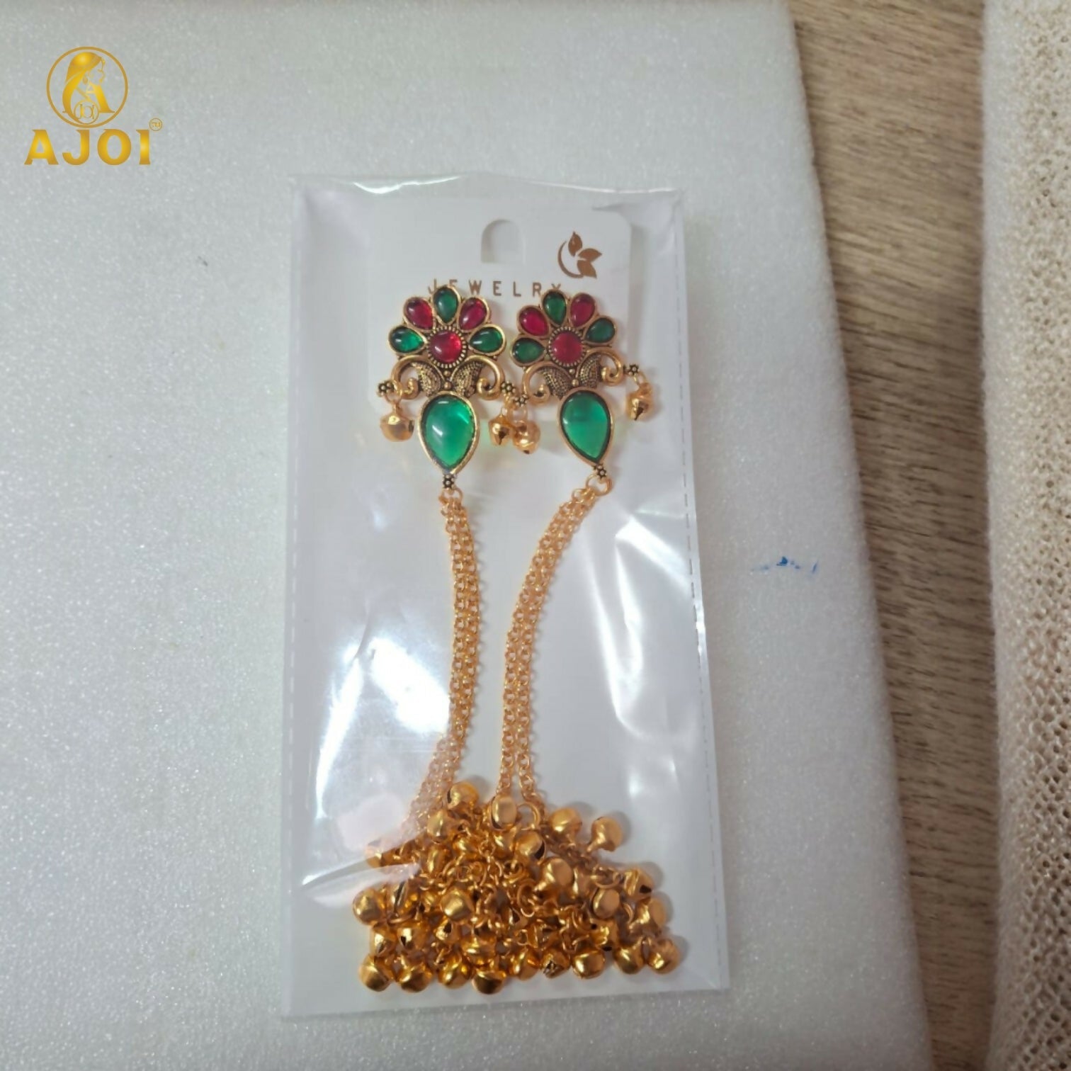 Kashmiri Gold Plated Floral Long Latkan Earrings – Elegant Ethnic Style