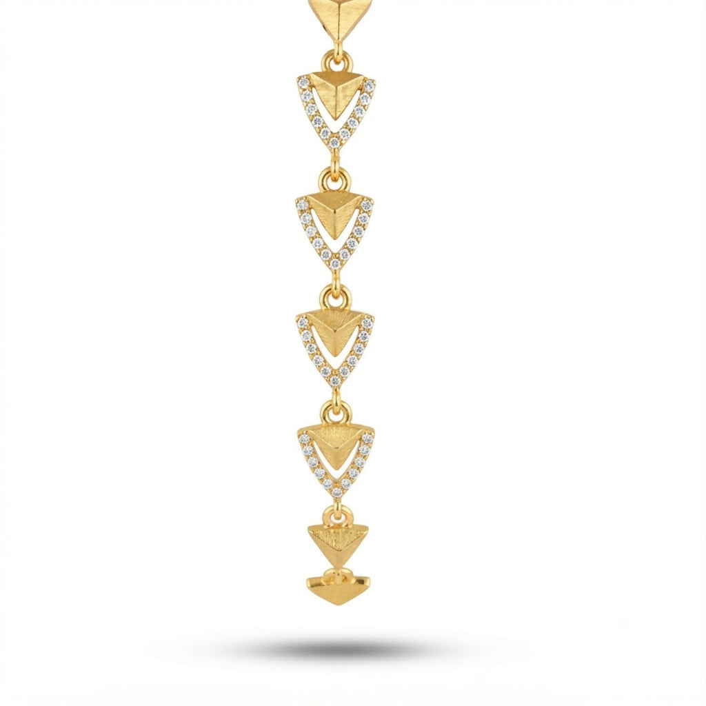 Modern Gold-Tone Triangle Link Bracelet with Crystal Accents for Women and Girls