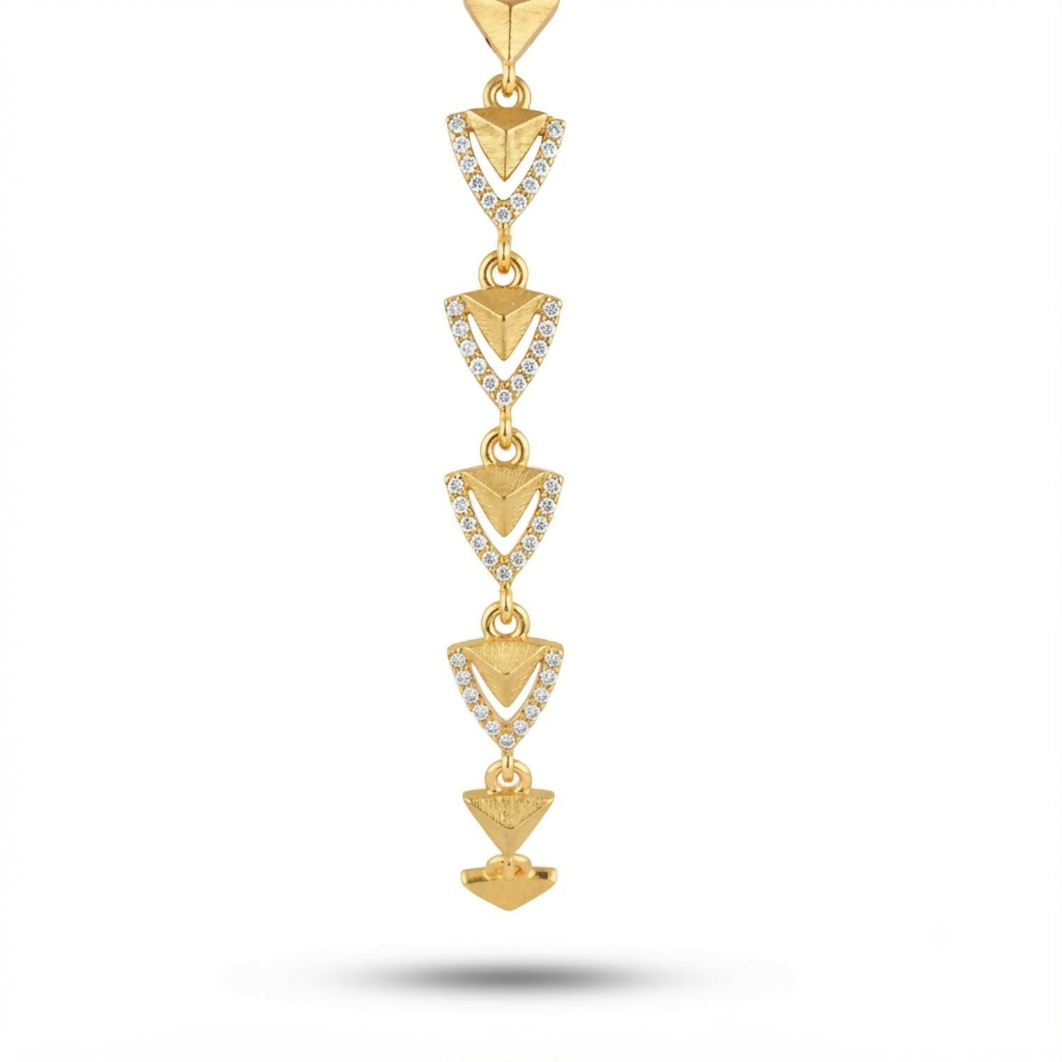 Modern Gold-Tone Triangle Link Bracelet with Crystal Accents for Women and Girls