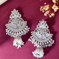 Kundan Jhumka Earrings – Silver-Toned Pearl Traditional Chandbali