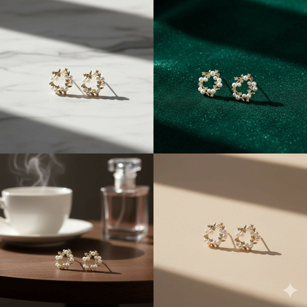 Pearl Wreath Earrings – Timeless Floral Circle Design