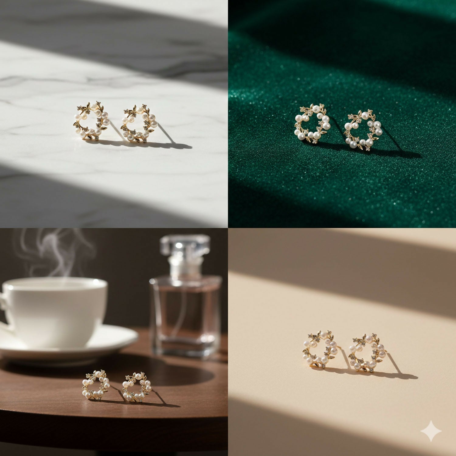 Pearl Wreath Earrings – Timeless Floral Circle Design