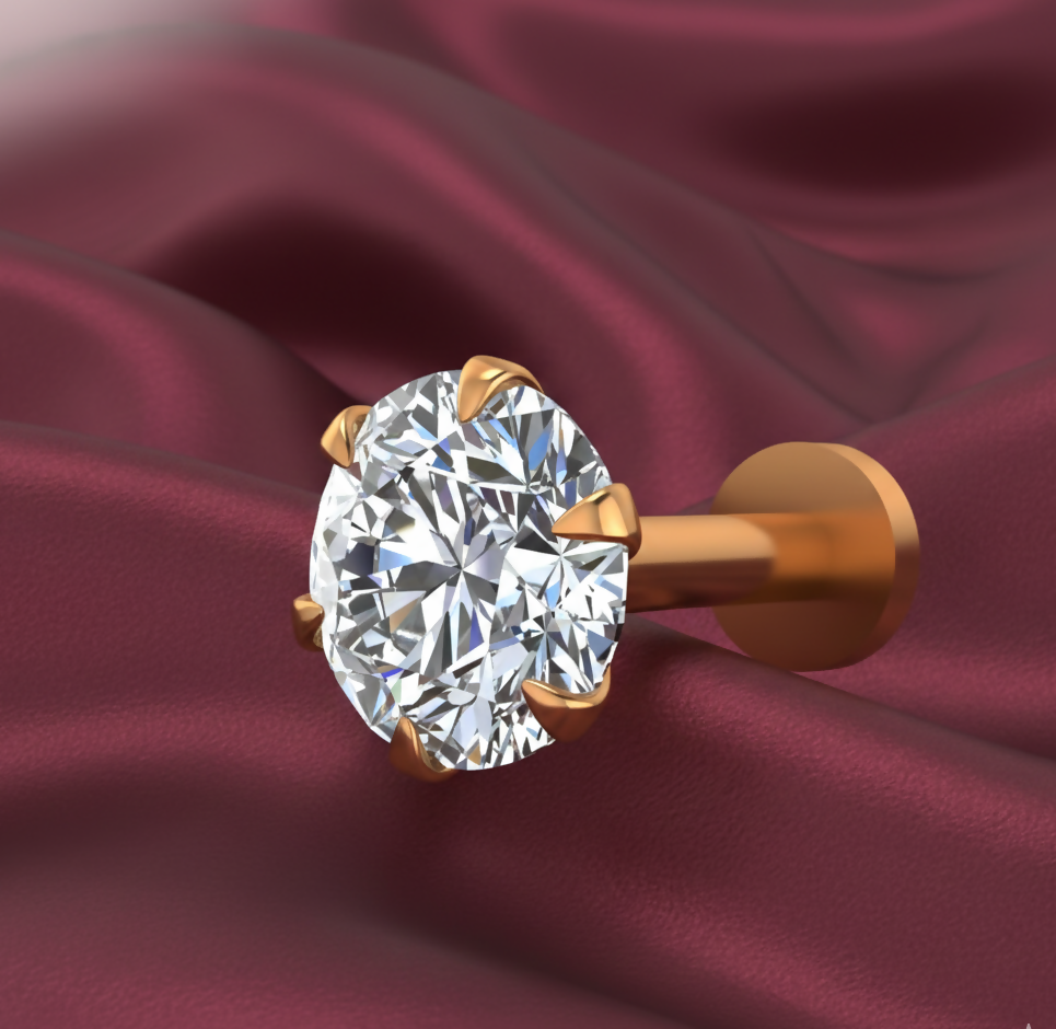 AD Diamond Stud Earrings – Gold Plated Flat Back Comfort