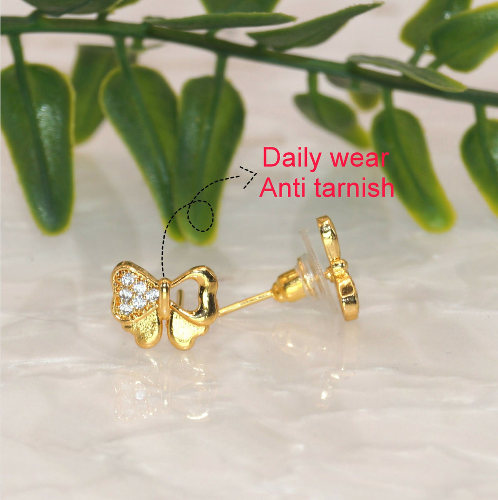 Gold Plated Butterfly Stud Earrings – Elegant & Dainty Design
