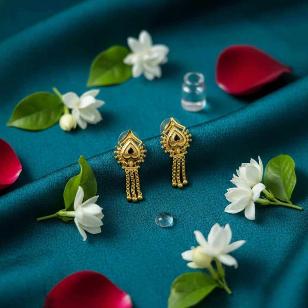 Gold-Plated Jhumka Earrings – Traditional Elegant Ethnic Jewelry
