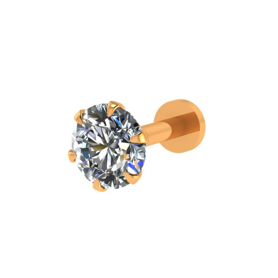 AD Diamond Stud Earrings – Gold Plated Flat Back Comfort