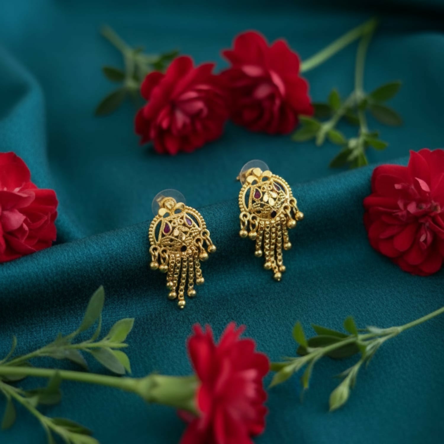 Gold-Plated Jhumka Earrings – Traditional Elegance & Lightweight Comfort