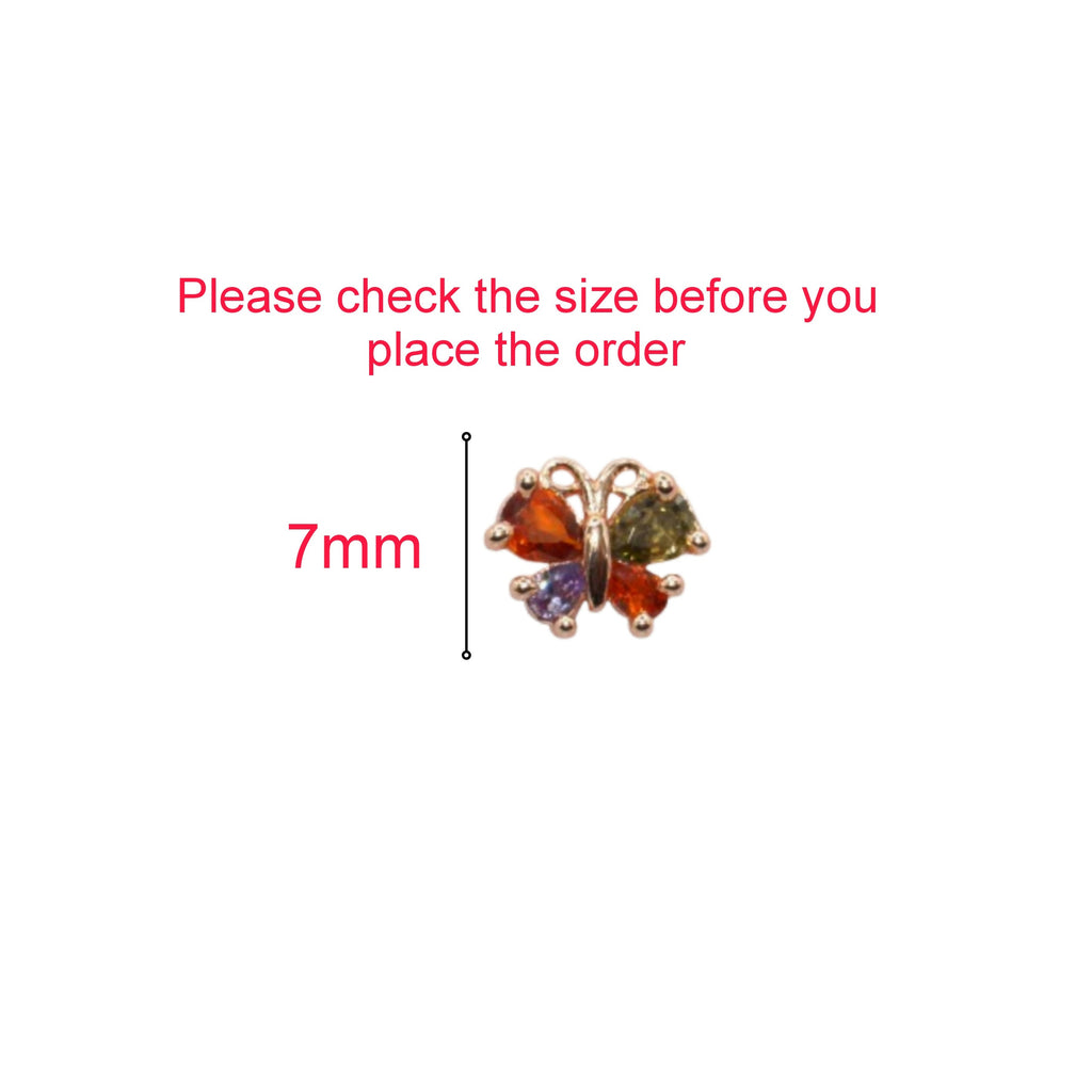 Butterfly Stud Earrings – Multi-Color CZ Rose Gold Finish