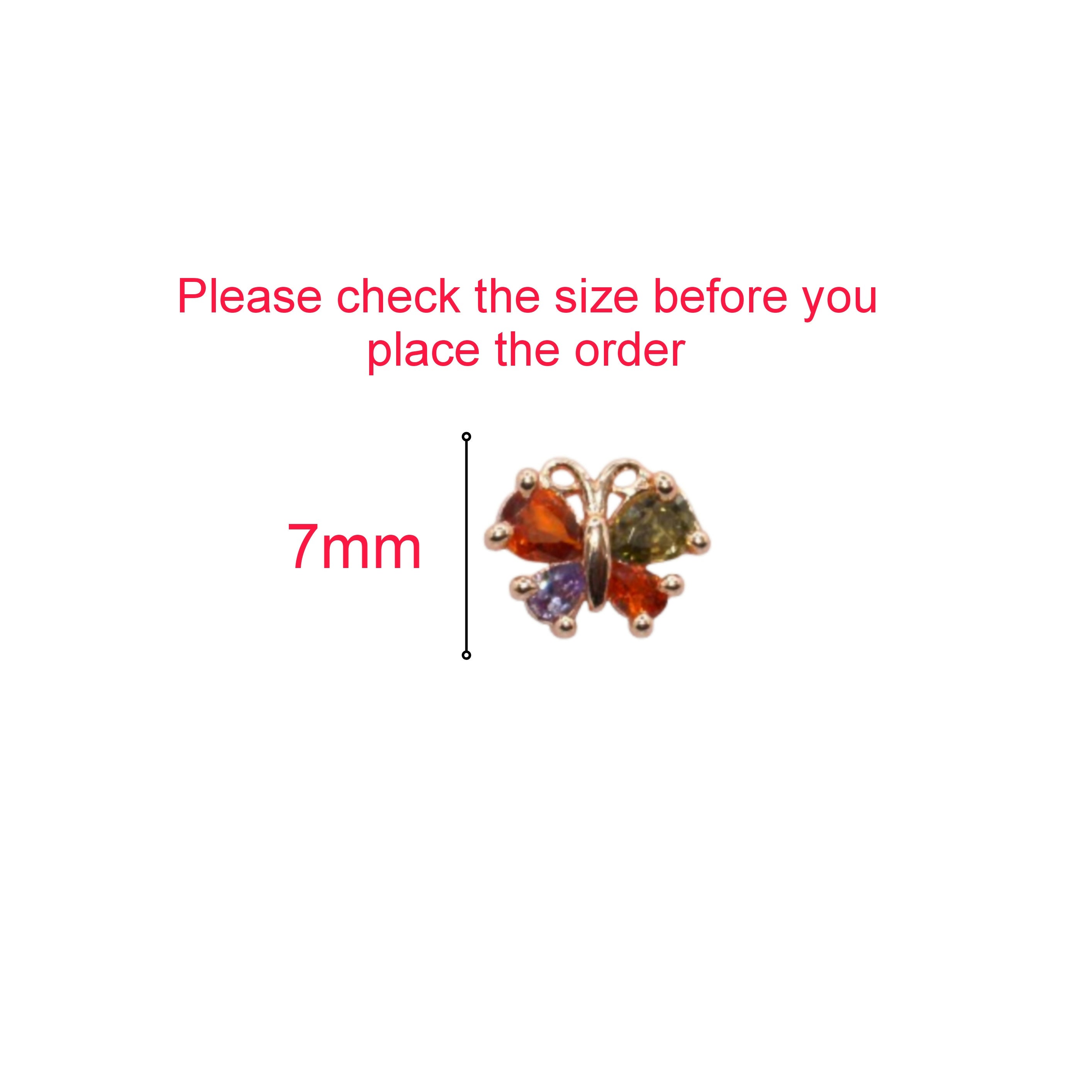 Butterfly Stud Earrings – Multi-Color CZ Rose Gold Finish