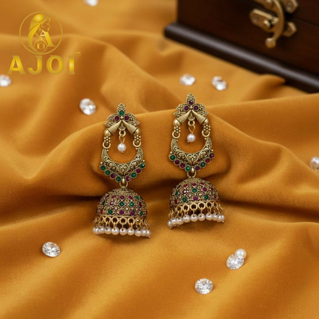 Multicolor Stone Jhumka Earrings – Premium Traditional Festive Jewellery