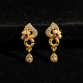 Gold Plated Earrings with Ruby & Crystal Drops – Elegant Shine