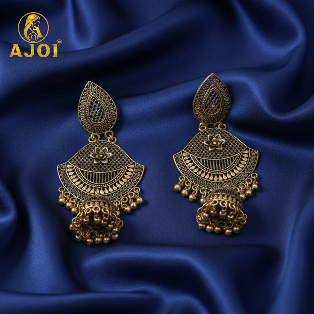 Antique Teardrop Jhumka Earrings – Elegant Traditional Design