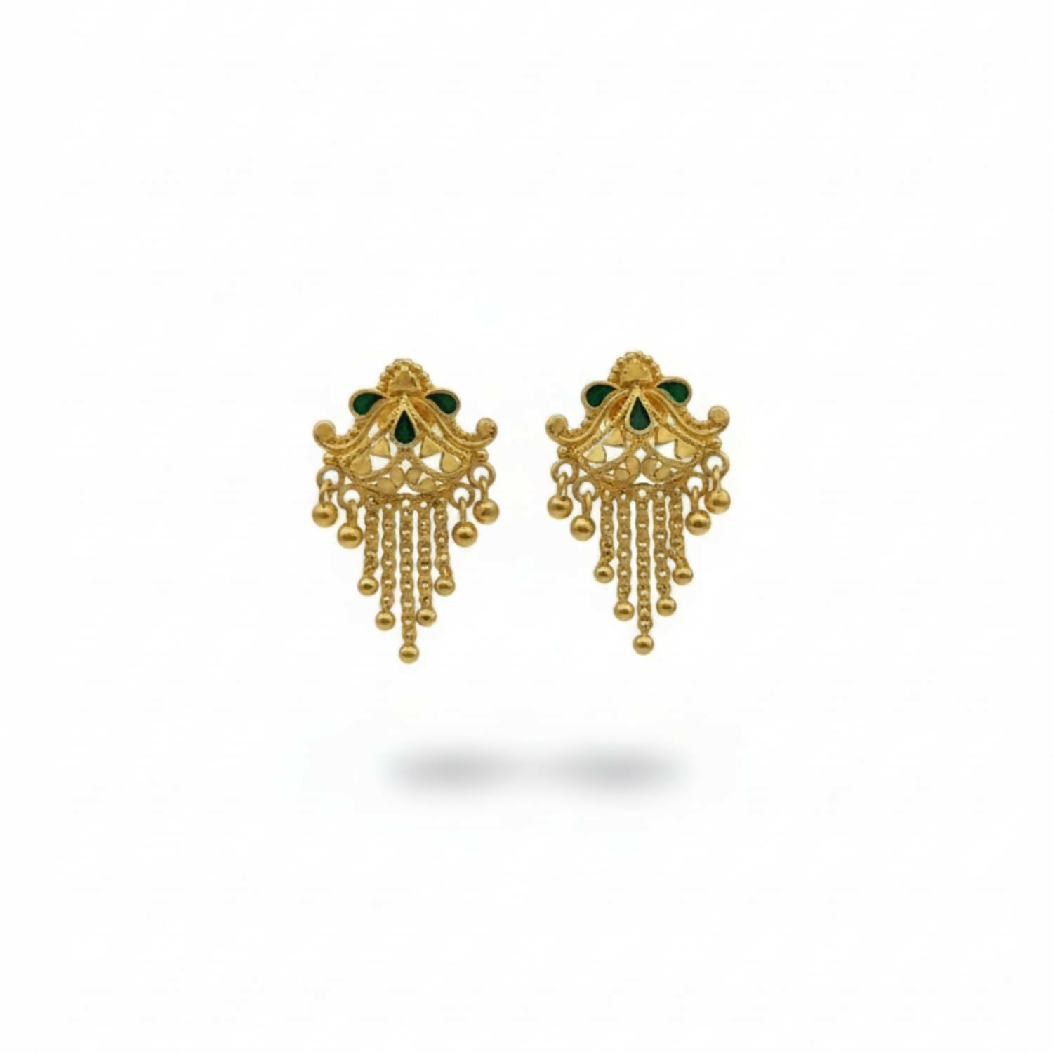 Gold-Plated Jhumka Earrings – Traditional Mina Work with Filigree