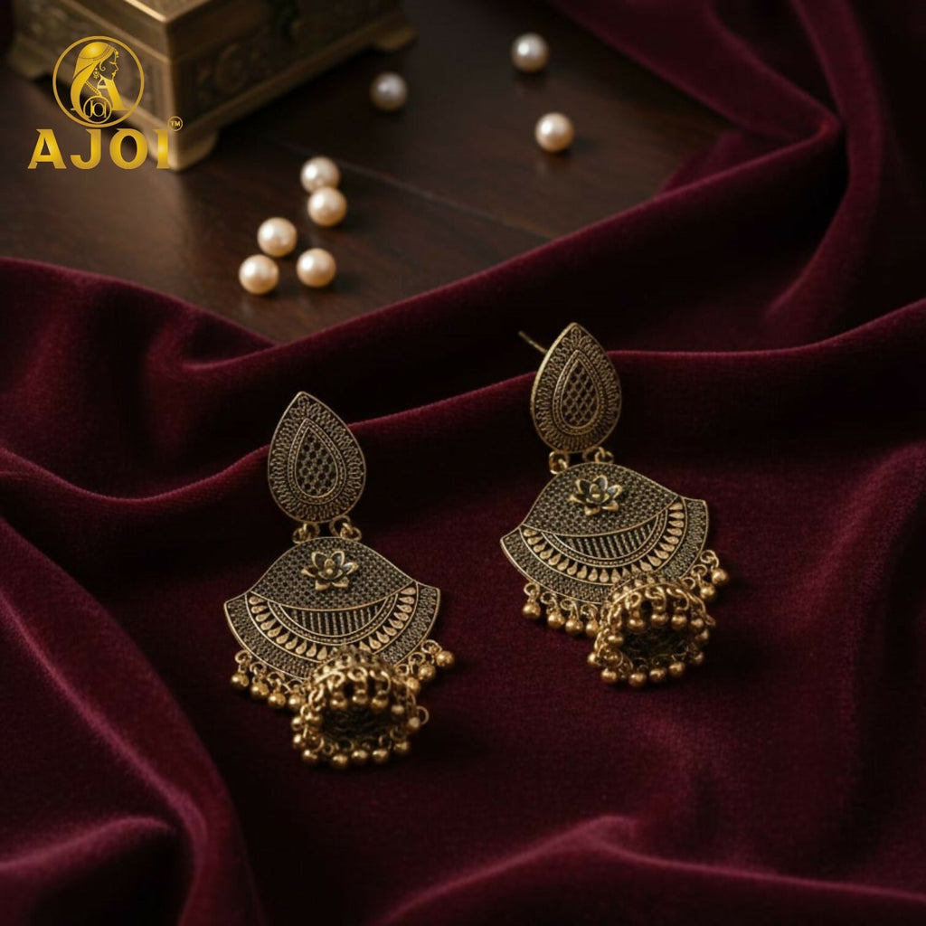 Antique Teardrop Jhumka Earrings – Elegant Traditional Design