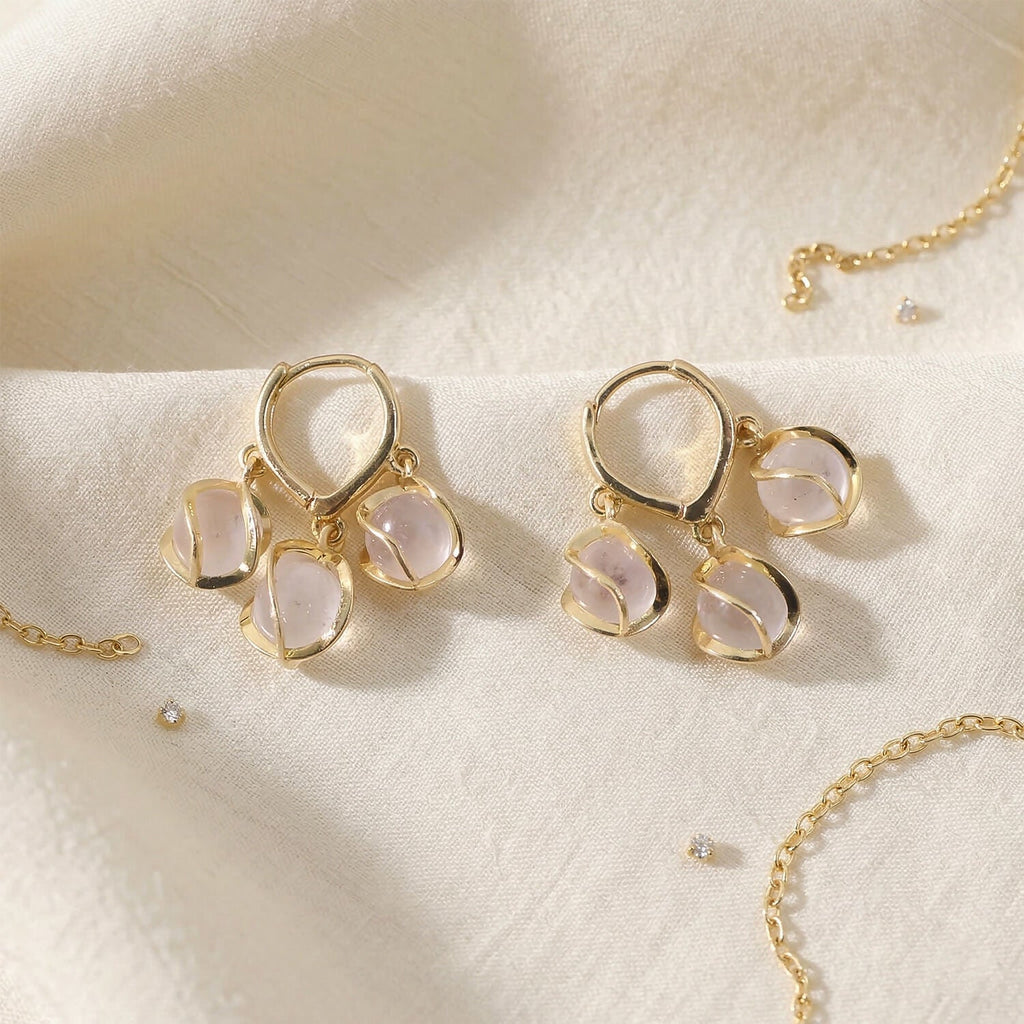 Opal Hoop Earrings – Gold Plated & Lightweight for Women