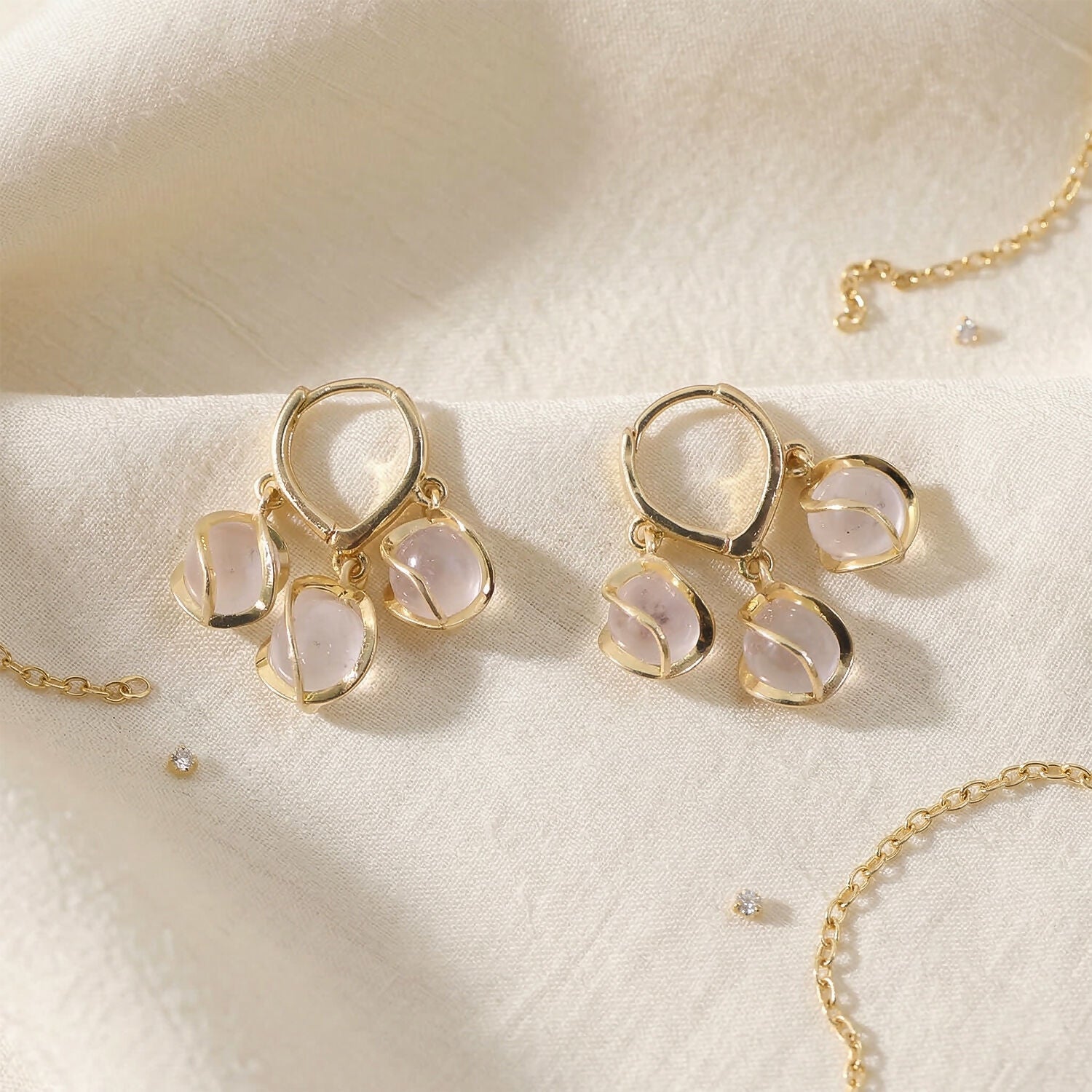 Opal Hoop Earrings – Gold Plated & Lightweight for Women