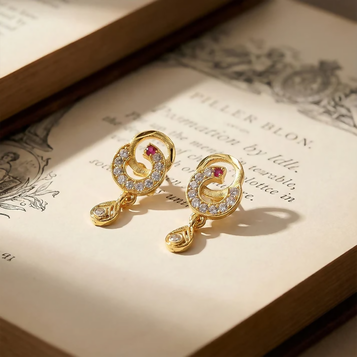 Gold Plated Teardrop Earrings – Elegant Stone Highlights