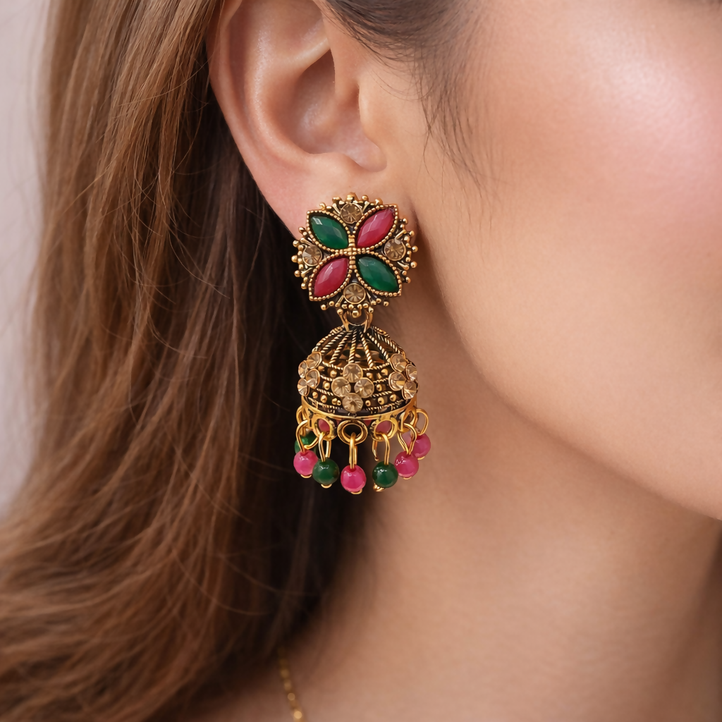 Jhumka Earrings – Traditional Elegant Oxidised Design