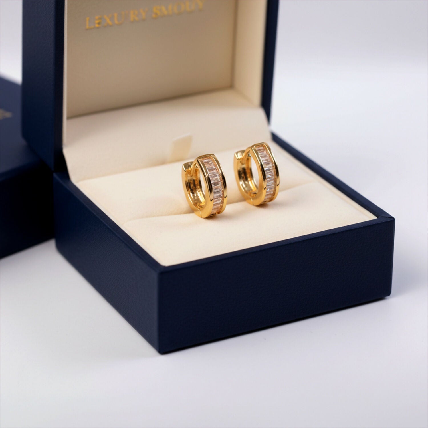 Crystal Studded Hoop Earrings – Elegant Lightweight Design