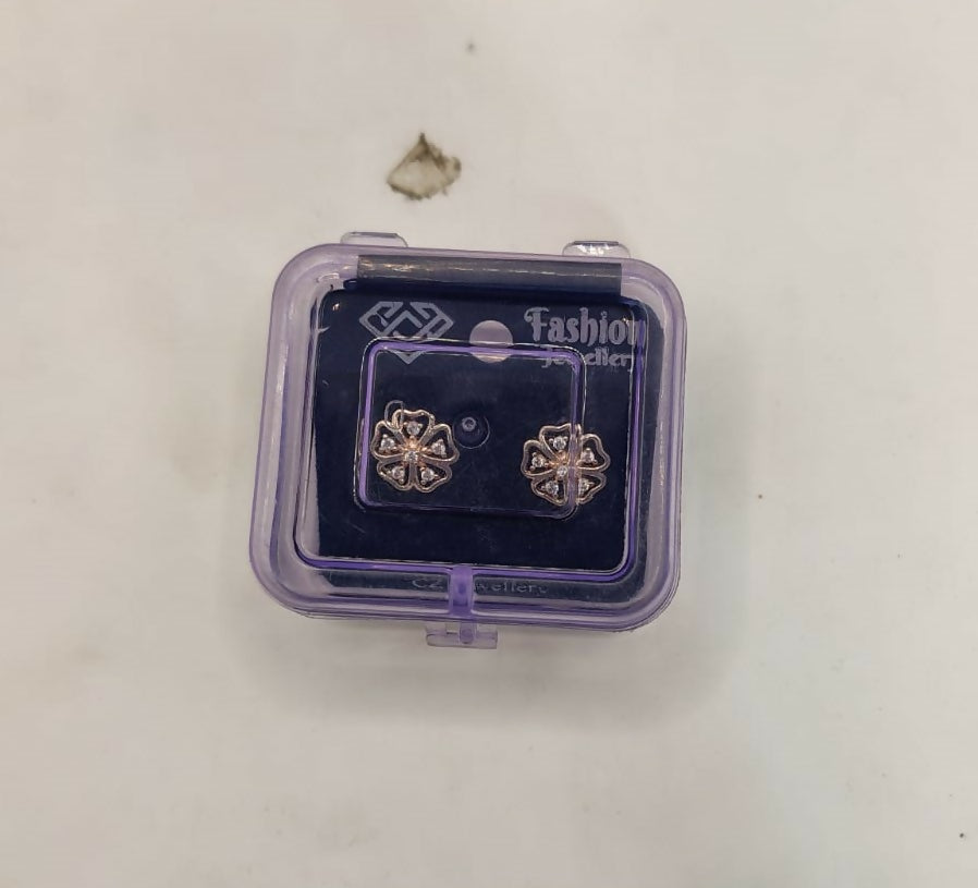 Rose Gold Floral Stud Earrings – Elegant Sparkling Cubic Zirconia