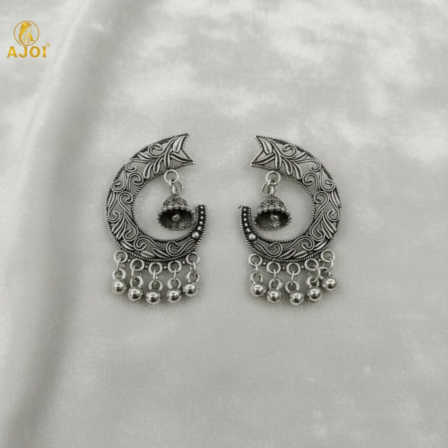 Oxidized Silver Jhumka Earrings – Elegant Ghungroo Danglers