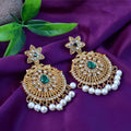 Peacock Design American Diamond Pearl Earrings – Elegant Dangle Pair