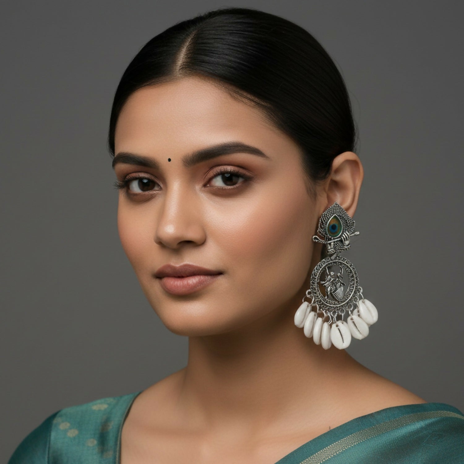 Oxidized Silver Tribal Statement Earrings – Intricate Ethnic Design