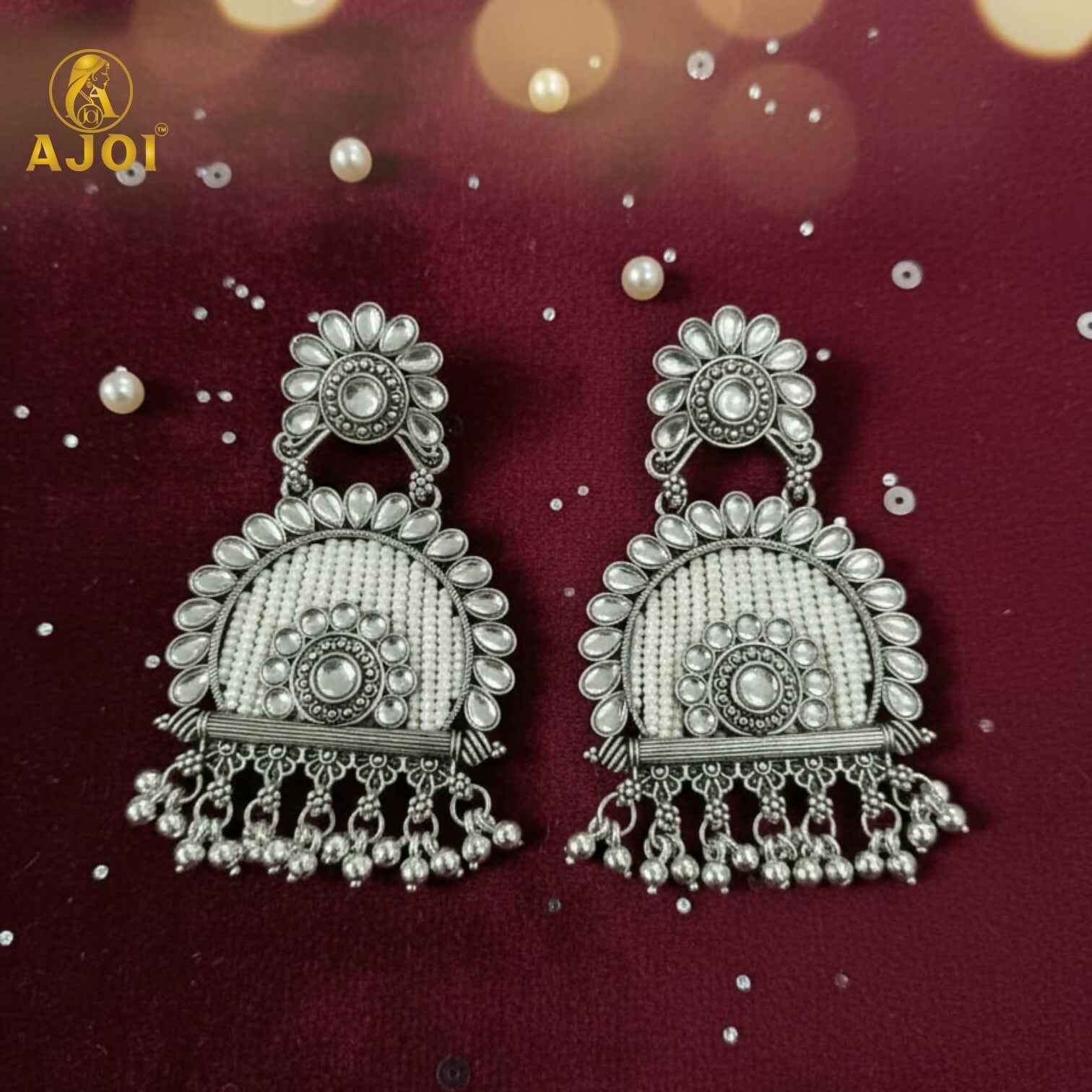 Oxidized Silver Jeco Chandbali Earrings – Elegant Traditional Jewelry