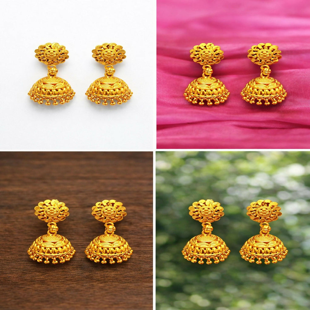 Gold Plated Traditional Jhumka Earrings – Lightweight & Elegant