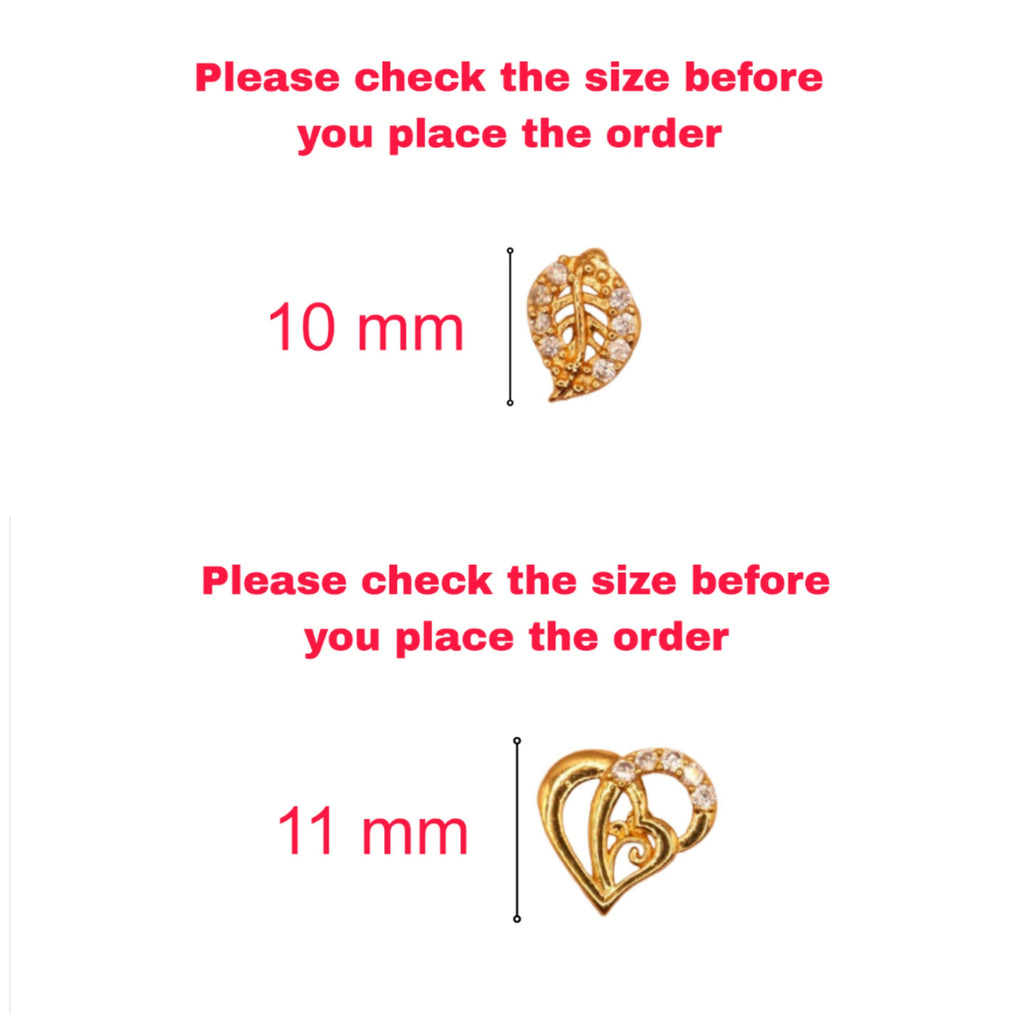 Gold Plated Stud Earrings Combo – Heart & Leaf Designs Pack