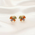 Gold Plated Butterfly Stud Earrings – Multicolored Zircon Sparkle