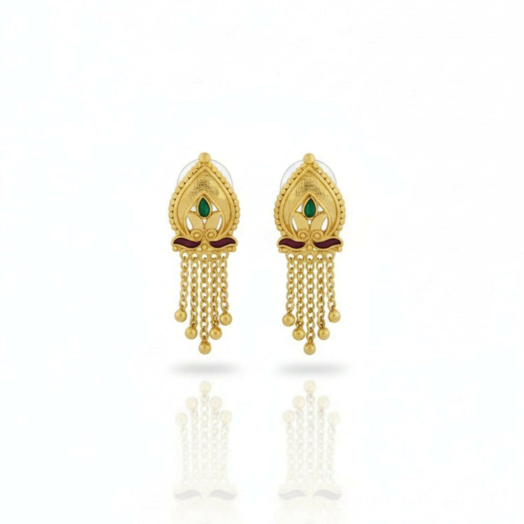 5 Line Golden Earrings – Traditional Lightweight Jhumka Jewellery