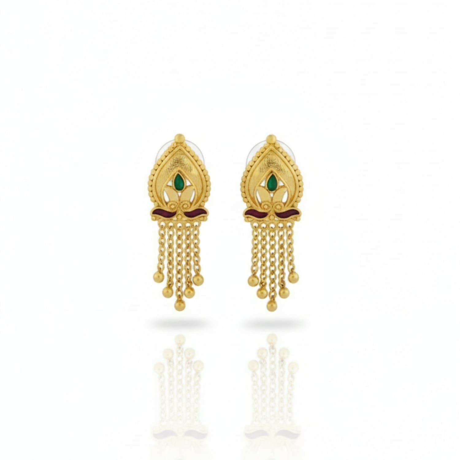 5 Line Golden Earrings – Traditional Lightweight Jhumka Jewellery