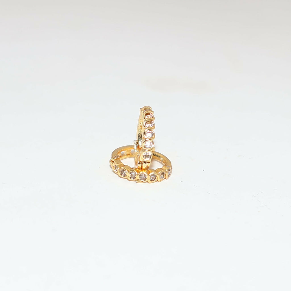 Gold Plated Huggie Hoop Earrings – Elegant Bezel Set CZ Everyday Wear