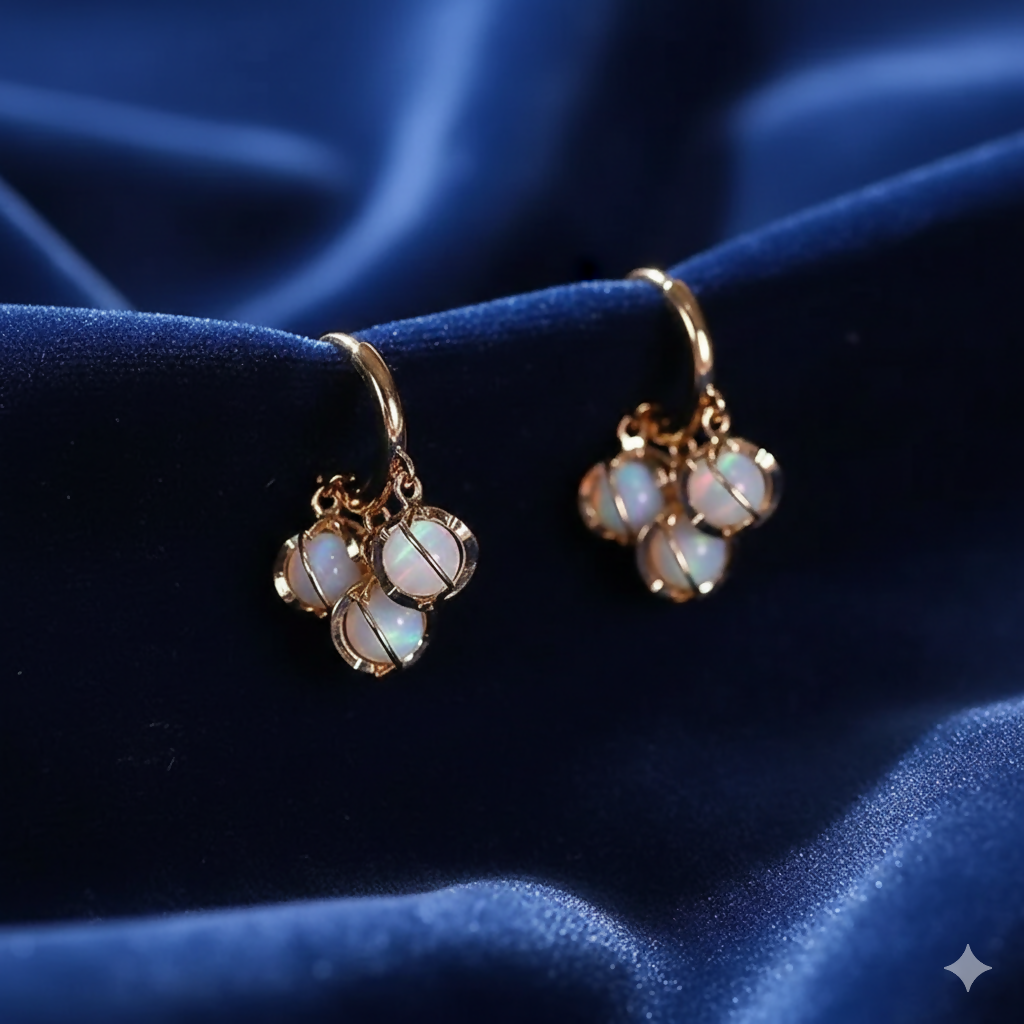 Opal Hoop Earrings – Gold Plated & Lightweight for Women