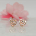 Heart Stud Earrings in Rose Gold Plating with CZ Sparkle