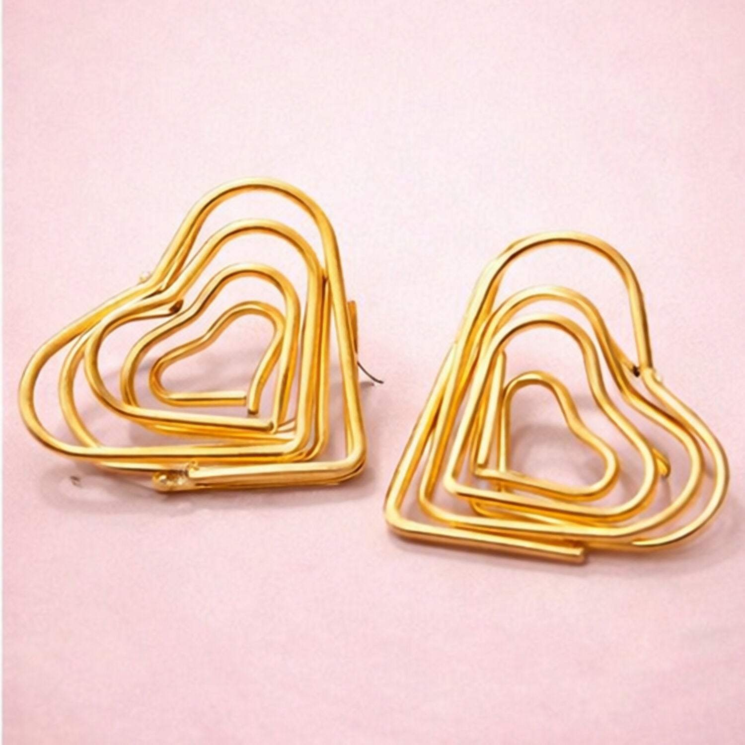 Gold Finish Heart Shape Bali Earrings – Lightweight & Elegant