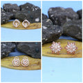Rose Gold Stud Earrings Set – 3 Pair Combo with Diamond Look