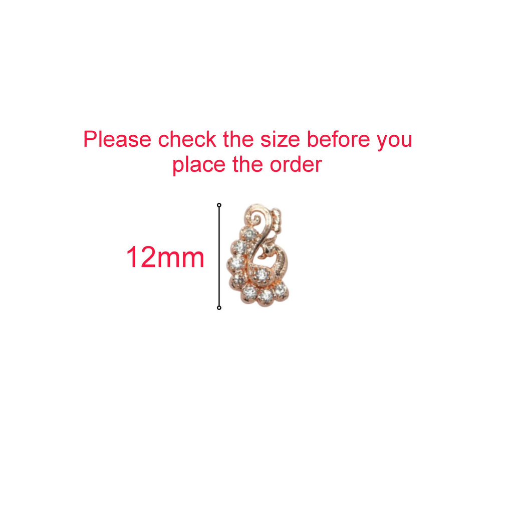Rose Gold-Plated Peacock Stud Earrings – Elegant Sparkle for Women
