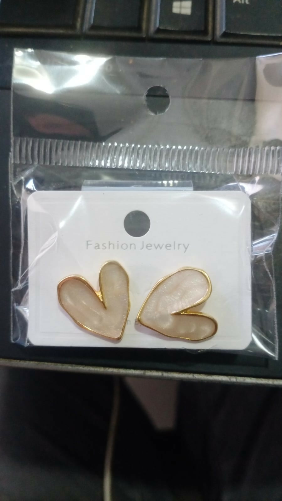 Pearl Heart Stud Earrings – Elegant Gold-Toned Jewelry for Women