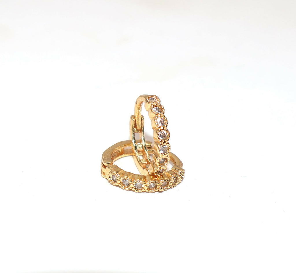 Gold Plated Huggie Hoop Earrings – Sparkling CZ Cluster Design