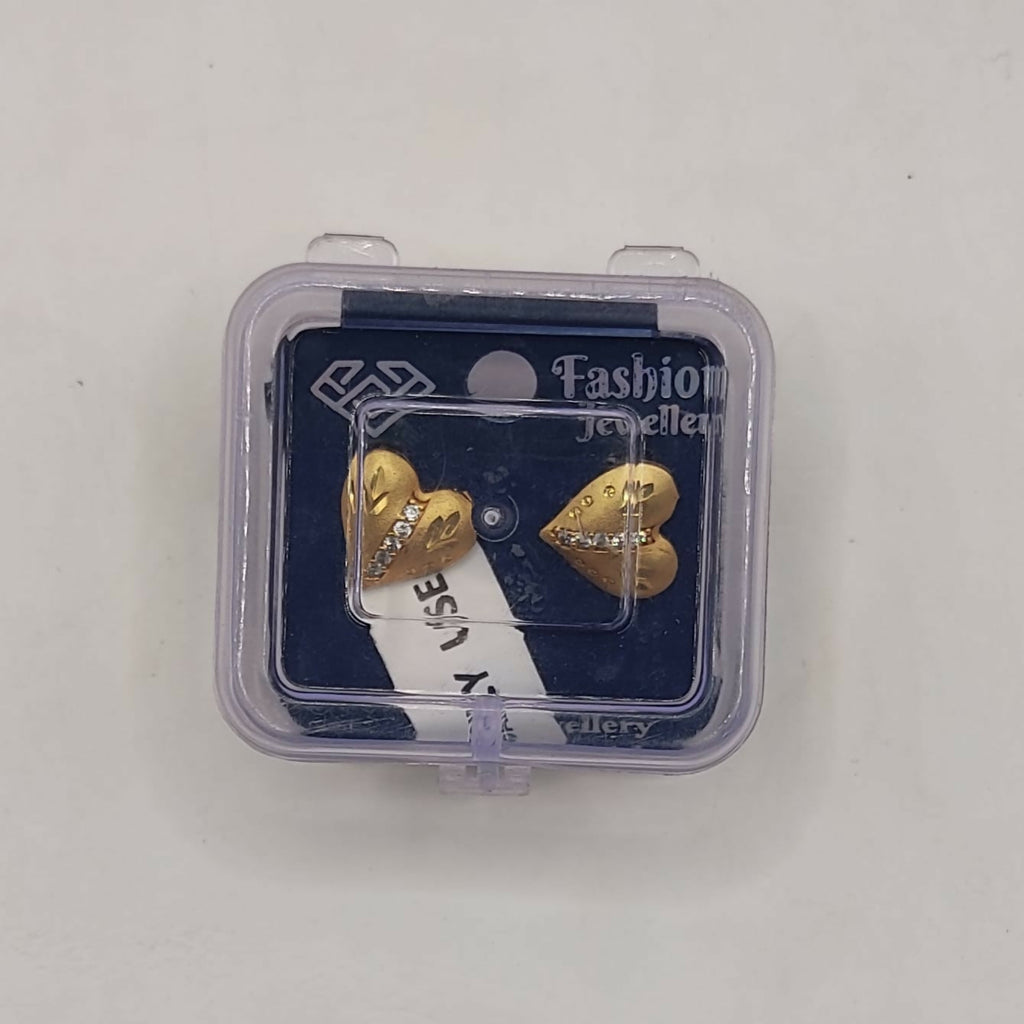 Heart Stud Earrings – Gold Plated with Sparkling Cubic Zirconia