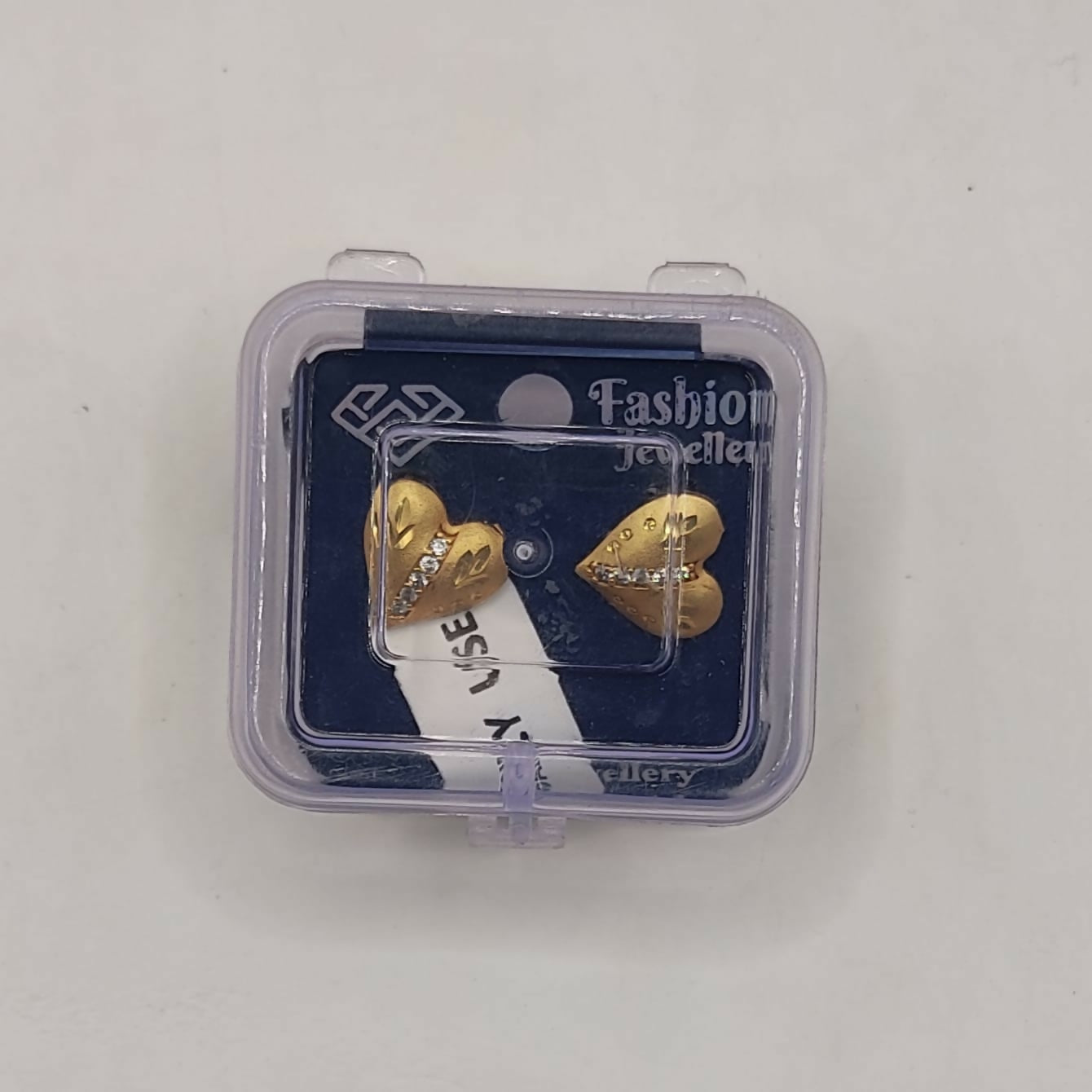 Heart Stud Earrings – Gold Plated with Sparkling Cubic Zirconia