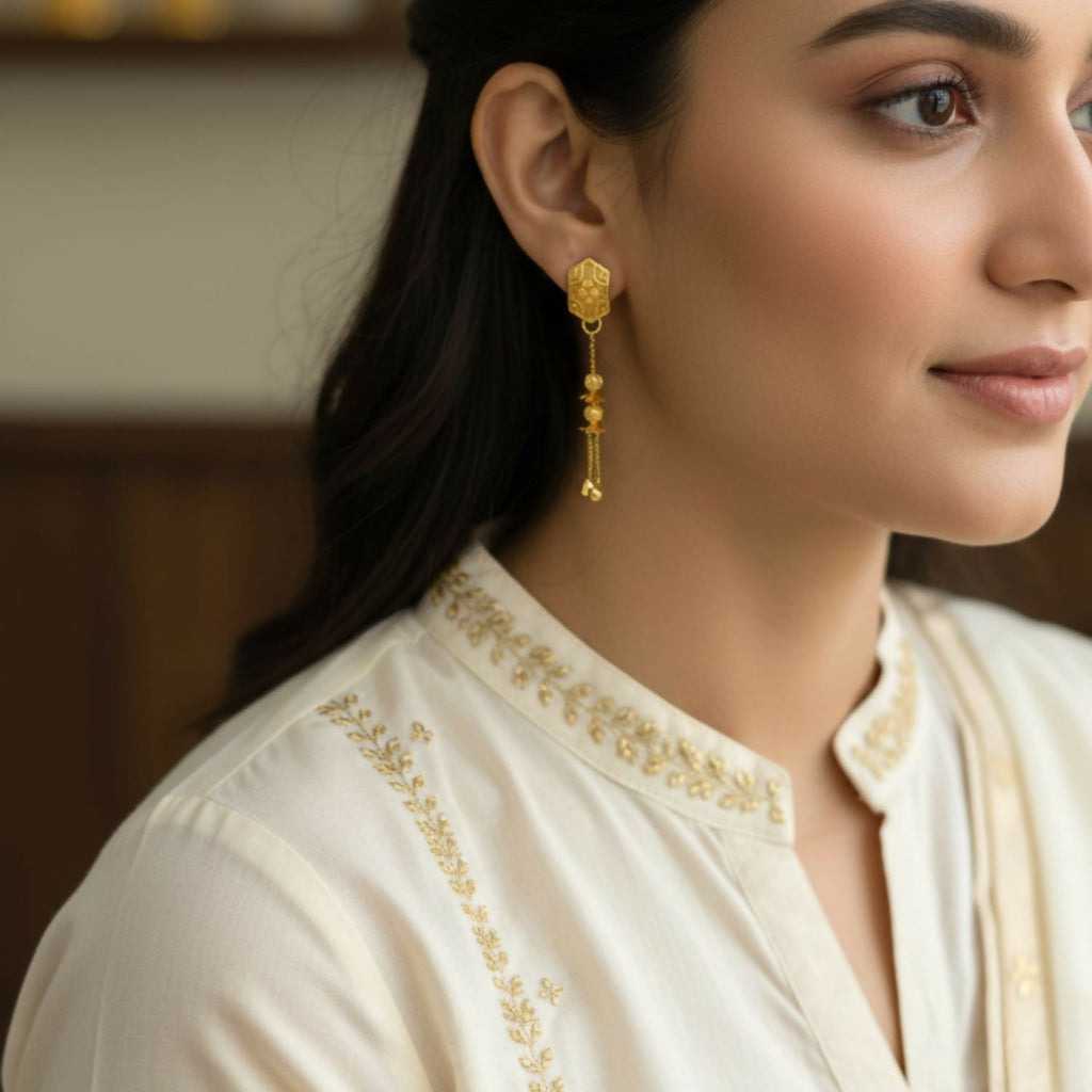 Gold-Plated Jhumka Earrings – Elegant Traditional Jewelry for Women